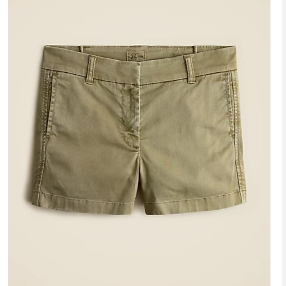 J. Crew 4inch stretch chino shorts olive